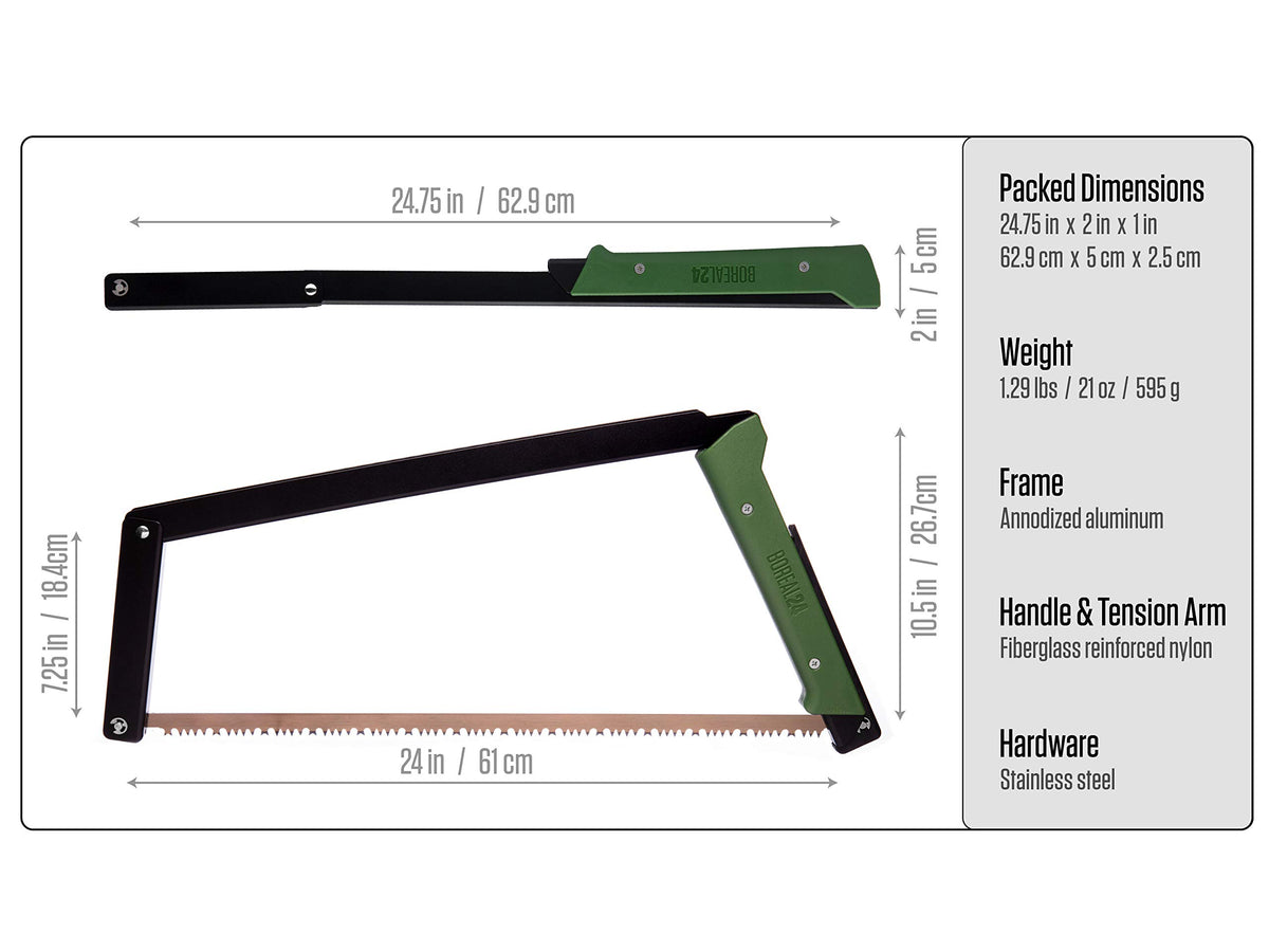 AGAWA - BOREAL24-24 Inch Folding Saw with All-Purpose Saw Blade - Camping Gear For Hiking, Fishing