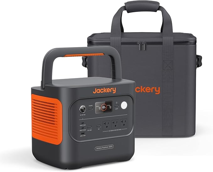 Jackery Explorer 2000 v2 and Carrying Bag, 2042Wh LiFePO4 Battery, 2200W AC Output, 1 Hour Fast