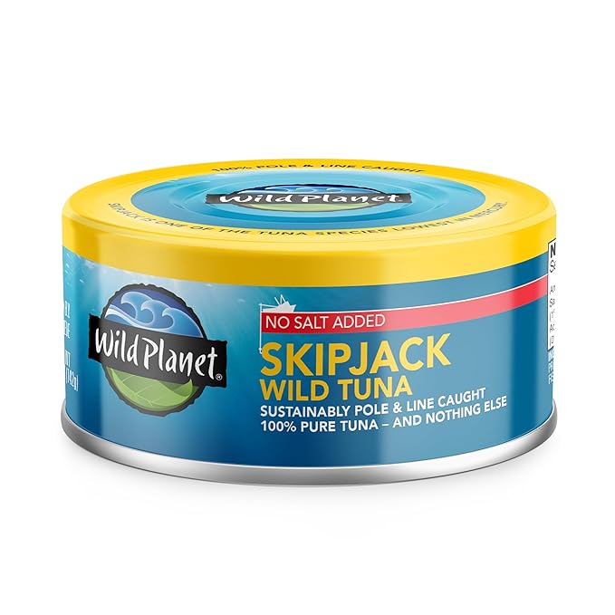 Wild Planet Skipjack Wild Tuna, No Salt Added, Canned Tuna, Sustainably Wild-Caught, Pole & Line