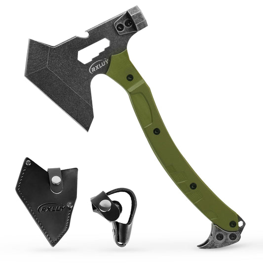 RXLUY Tactical Axe with G10 Handle Camping Survival Hatchet, Multifunctional Hiking Outdoor Heavy