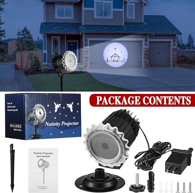 Tuanse Christmas Nativity Outdoor Projector Nativity Scene Projector Light LED Flood Light Holiday