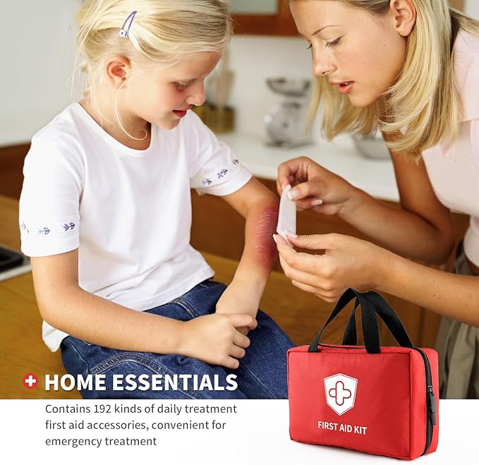Kitgo First Aid Kit with Hospital Grade Medical Supplies, 220pcs Emergency Medical Trauma Kit, Gift