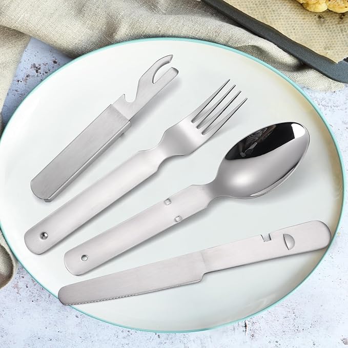 Portable Flatware Silvery Silverware Camping Stainless Steel Cutlery Set Outdoor Travel Knife Fork
