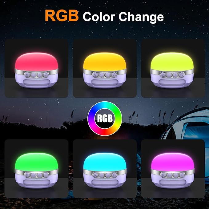 LED Camping Lantern Rechargeable 1400LM, Up to 420H Running Time Camping Tent RGB Light, 10400mAh