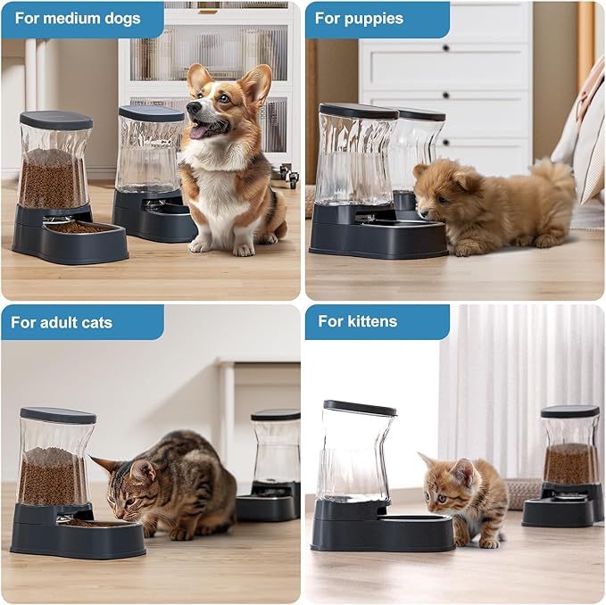 Gardner Pet Automatic Dog Water Dispenser Gravity Stainless Steel Waterer & Food Feeder Set, 100%