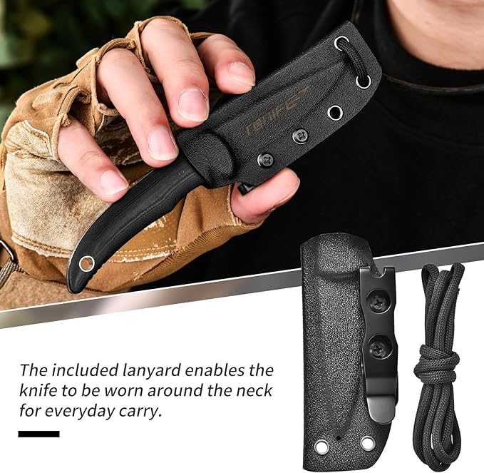 TONIFE Nova 2.68'' Blade Mini Neck Knife Full Tang Fixed Blade Knife with Kydex Sheath and