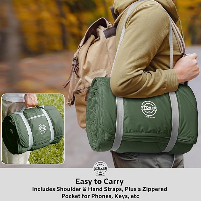 STOVER Waterproof Stadium Blanket – Portable Outdoor Camping Blanket for Travel, Picnics, or Sports