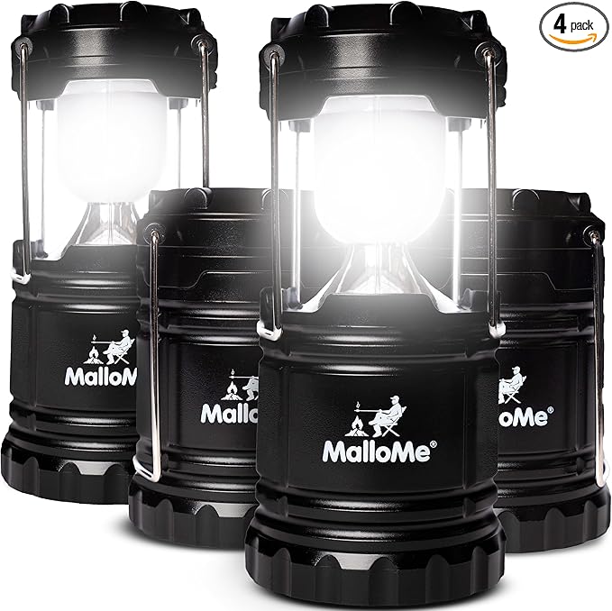 MalloMe Camping Lantern Multicolor 4 Pack Lanterns for Power Outages, Camping Lights for Tent