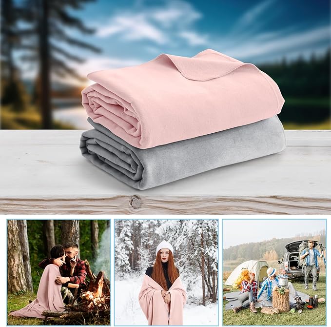 Peryiter 2 Pcs Military Wool Blanket Large 64" x 88" Camping Blanket Survival 3.3 Lbs Each Thick