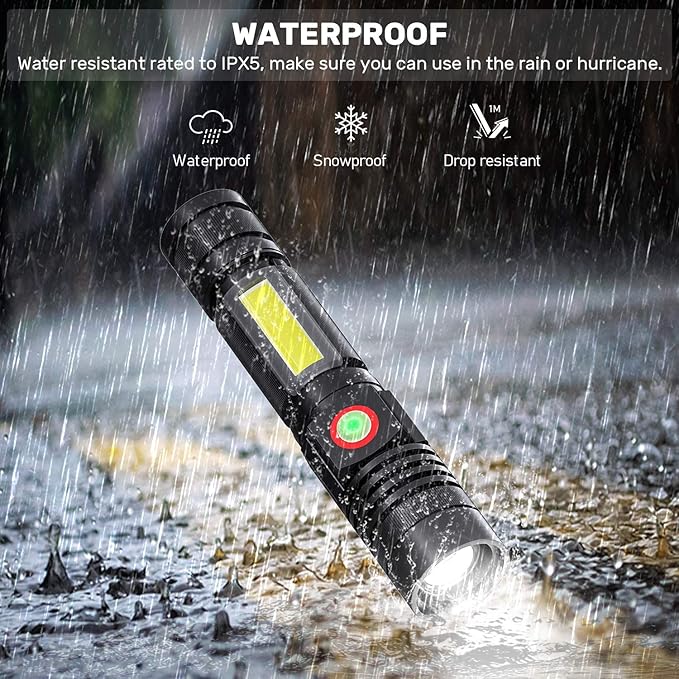 Rechargeable LED Flashlights, Magnetic Flashlight Super Bright Tactical Flashlight with