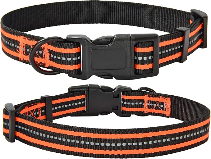 Mile High Life Reflective Dog Collar | Nylon Pet Collars wiith Buckle | Light Weight Puppy Collars