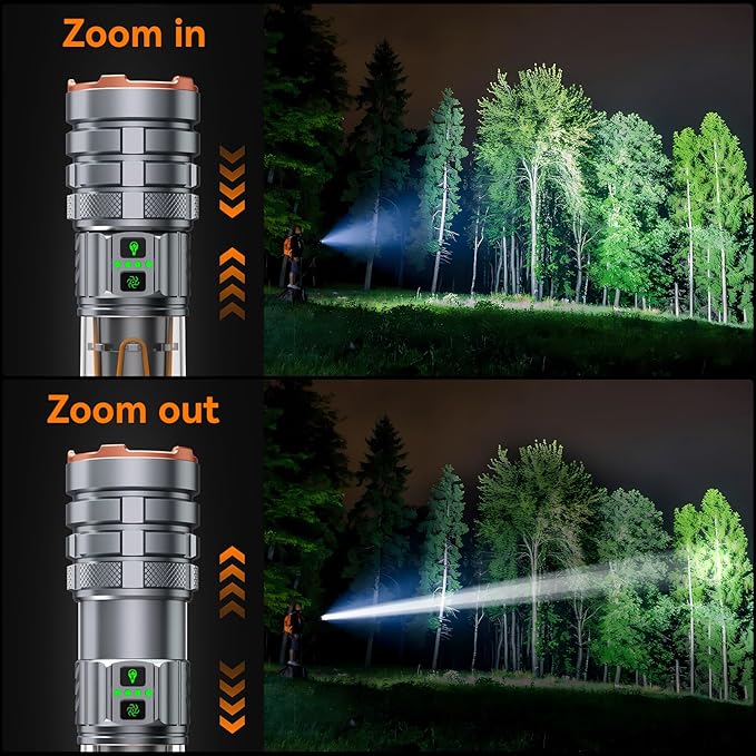 Camping Flashlights,90000 Lumens 5000mAh Super Bright High Lumens Rechargeable Flashlight with 11