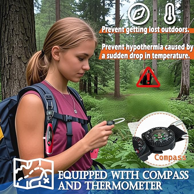 120dB Electronic Air Horn with Compass & Thermometer- Bear Horn to Scare Bears - Self Defense for