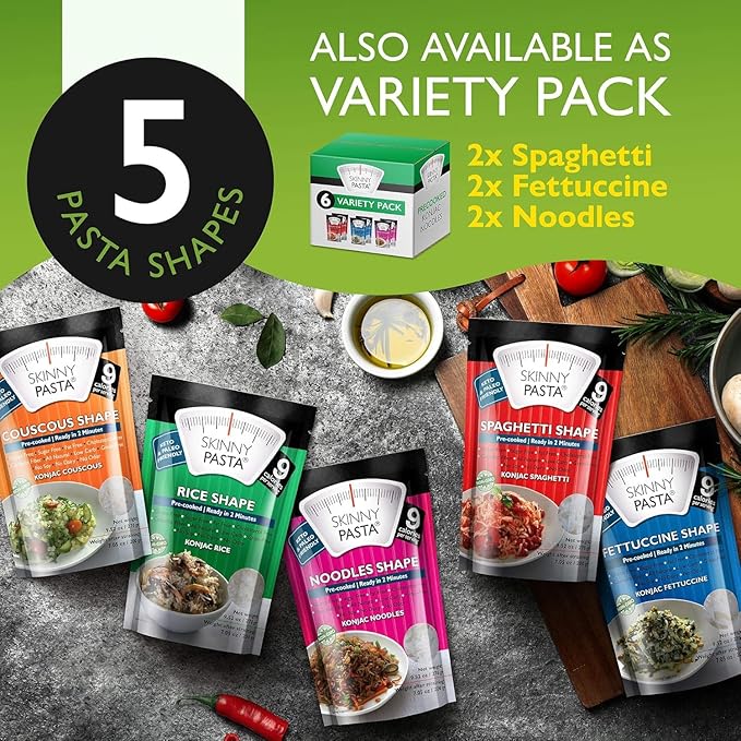 SKINNY PASTA Angel Hair - Healthy Konjac Shirataki Noodles, Low Carb Keto Pasta, Gluten Free, 6 Pack