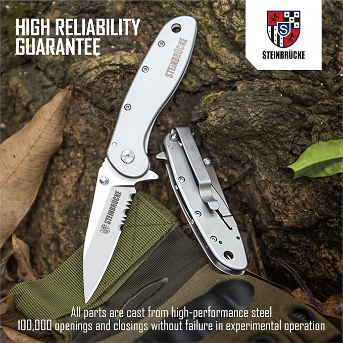 Pocket Knife for Men with Clip - Heavy Duty Folding Pocket Knives, 3.1" 14C28N Stainless Steel
