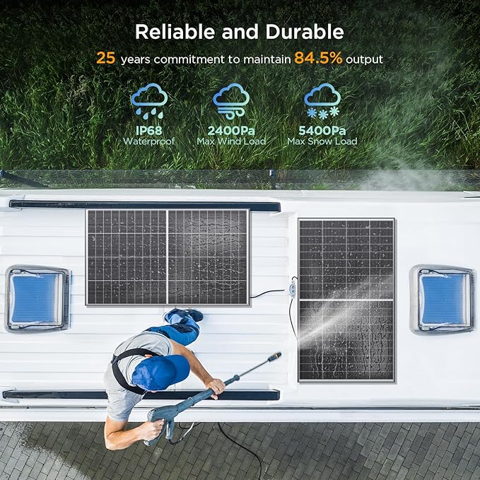 N-Type 16BB 400W Bifacial Solar Panel, 2Pcs 200 Watt Solar Panel 12V, 25% High Efficiency