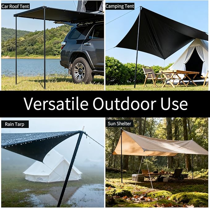 2 Sets Regulable Tent Poles, Camping Tent Tarps Poles with Storage Bag, Heavy Duty Poles Gear for