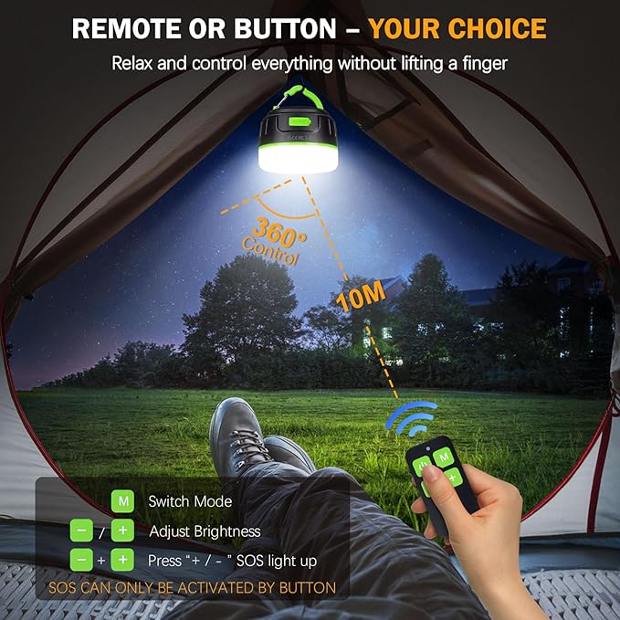 Rechargeable LED Camping Lantern 1000LM, 300H Runtime, 6400mAh, IPX5 Waterproof Tent Light for