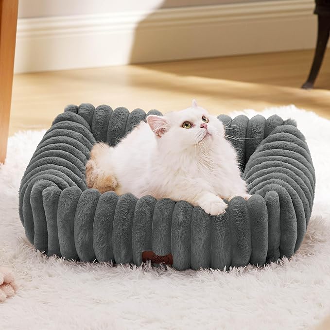 Bedsure Cute Dog Bed for Small Dogs & Cats - Washable Furry Puppy Beds, Rectangle Orthopedic