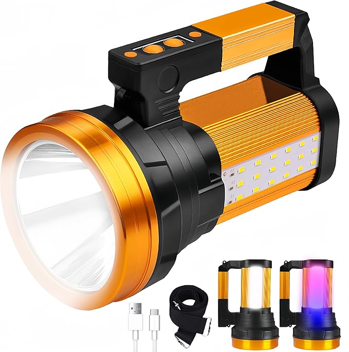 30600MAh Rechargeable Spotlight 2400LM Flashlight Long Lasting 100H Handheld Spotlight IP67