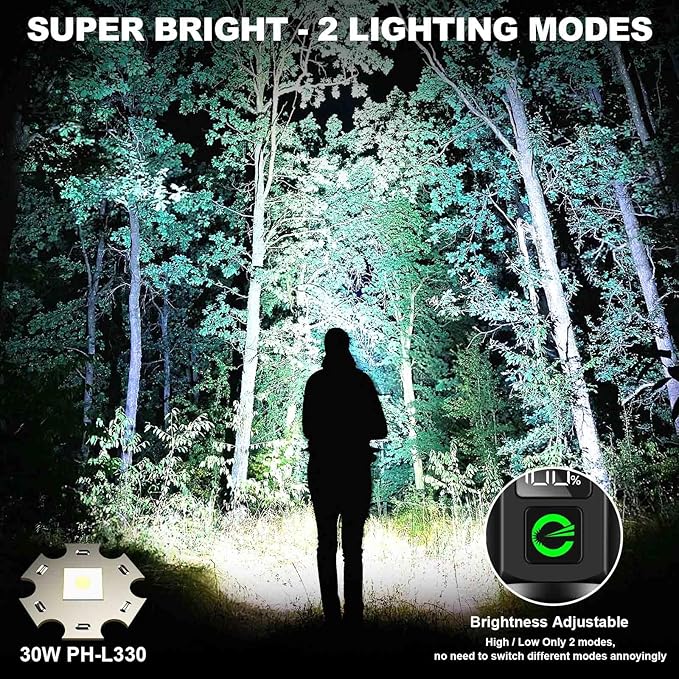 Esgreen Rechargeable Flashlights High Lumens 2000 Single 2 Modes, Super Bright LED Flashlight USB C