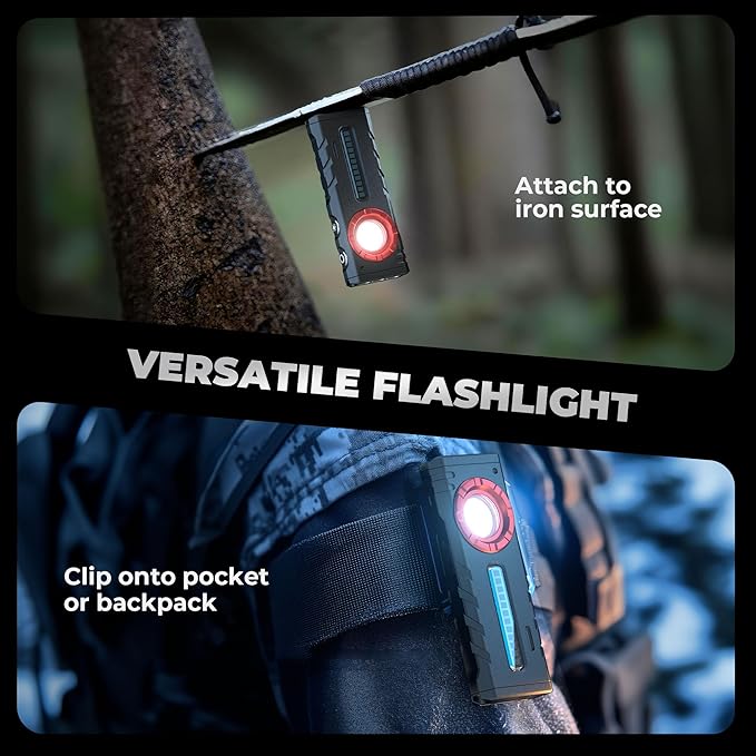 lexall EDC Flashlight, Bright 2000 Lumens Flashlight Rechargeable, 3-in-1 Spotlight/Floodlight/Side