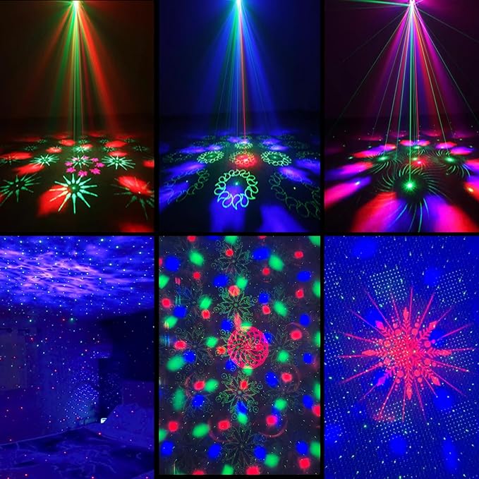 Party Lights Starry Sky Projector Ocean Wave Projector 3 in 1, DJ Dicso Ball Home Light with Remote