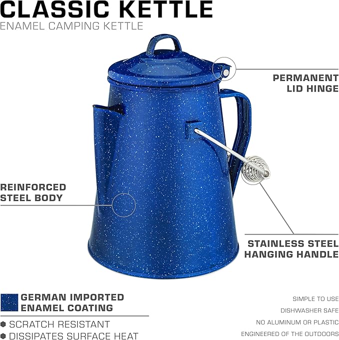 COLETTI Classic Camping Kettle - Tea and Camp Kettle, NO Aluminum or Plastic, Ideal for Boiling