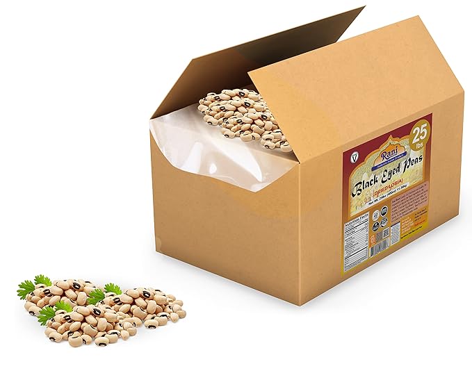Rani Black Eyed Peas, Dried Cowpeas (Lobhia) 400oz (25lbs) 11.36kg Bulk Box ~ All Natural | Vegan |
