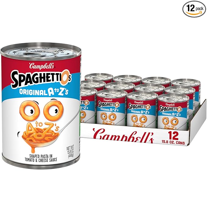 SpaghettiOs Original A to Z's Canned Pasta, Healthy Snack for Kids and Adults, 15.8 OZ Can (Pack of
