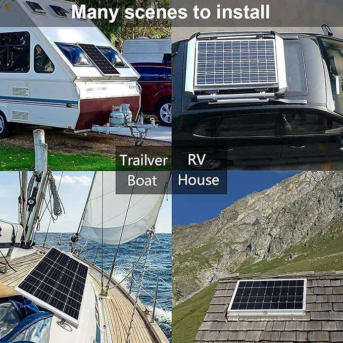 ECO-WORTHY 100 Watt 12 Volt Solar Panel Kit for RV Battery Boat Trailer Cabin Garden Shed Home: