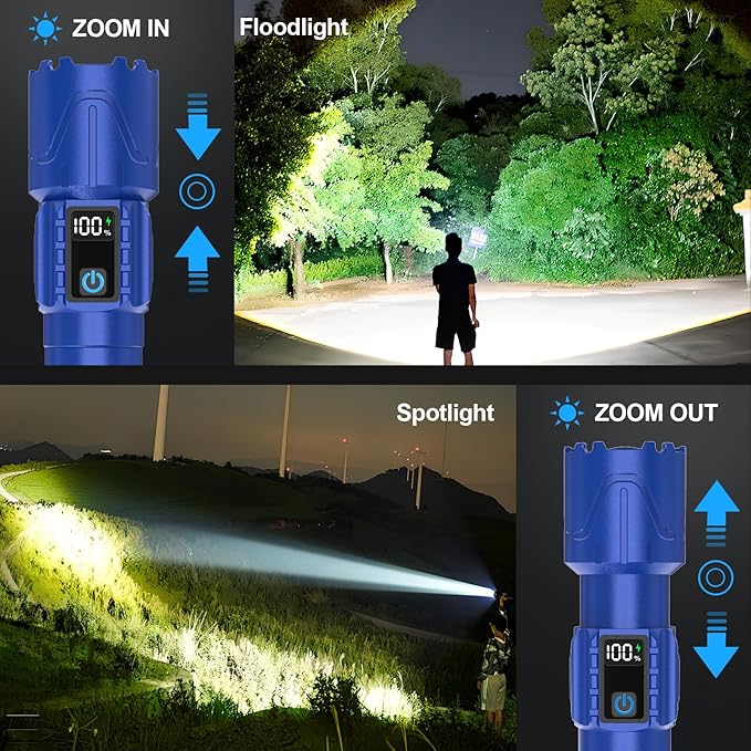 Rechargeable Flashlights High Lumens - Super Bright LED Tactical Flash Light, Powerful Waterproof