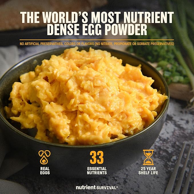 70 Egg Equivalent Nutrient Survival Vitamin Powdered Eggs Blend, Freeze Dried Prepper Supplies &