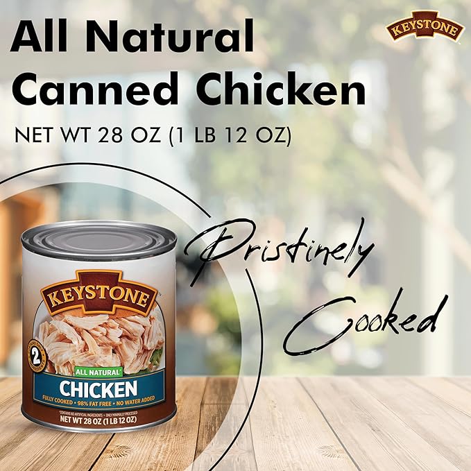 Keystone All Natural Premium Canned Chicken 28 Oz Fully Cooked | No Water Added | Ready to Meat |