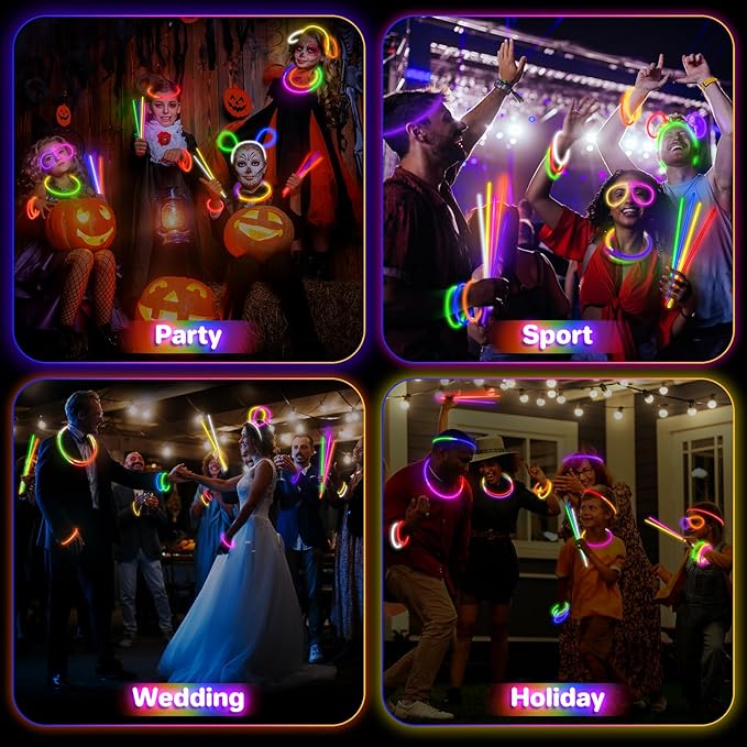 SpringFlower 480 PCS Glow Sticks Bulk Glow Sticks Bracelets For Party Favors Supplies,Neon Party