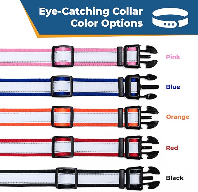 GoTags Reflective Personalized Dog Collar, Custom Embroidered with Pet Name and Phone Number in