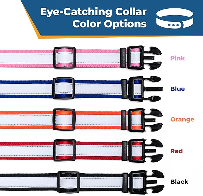 GoTags Reflective Personalized Dog Collar, Custom Embroidered with Pet Name and Phone Number in
