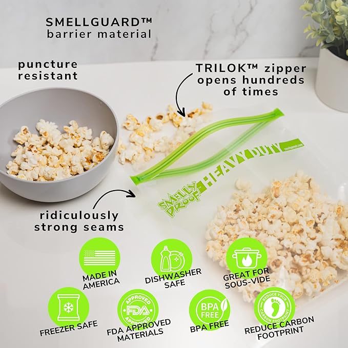 50pcs BULK DEAL, Reusable Extra HEAVY DUTY Bags Thick 5mil Reclosable Bags, BPA-Free, Washable