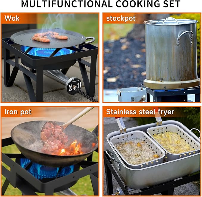 SKOK 200,000 BTUs High Pressure Single Burner Propane Camping Stove - Portable Outdoor Stove for