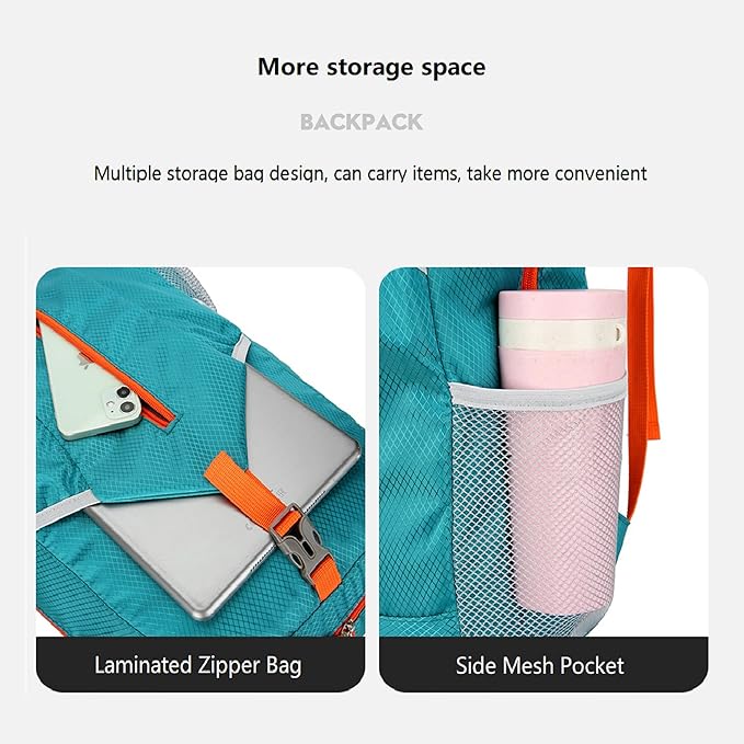 25L Foldable Hiking Backpack Lightweight Packable Basic-Daypack Collapsible Bag Water-Resistant