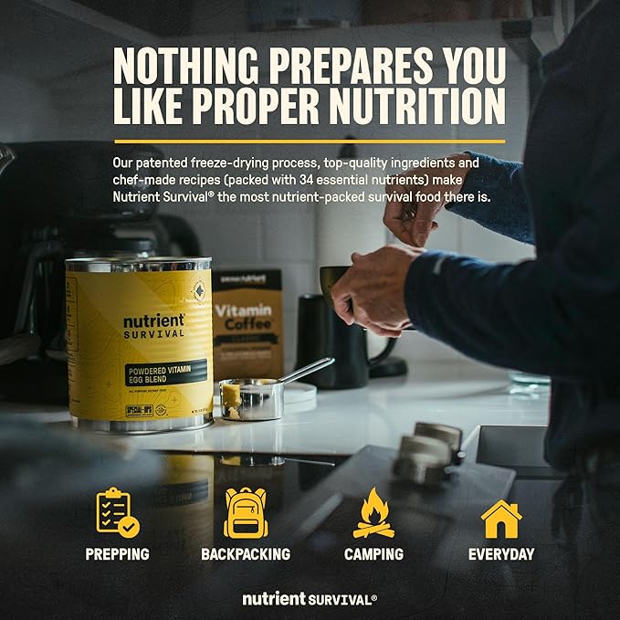 70 Egg Equivalent Nutrient Survival Vitamin Powdered Eggs Blend, Freeze Dried Prepper Supplies &