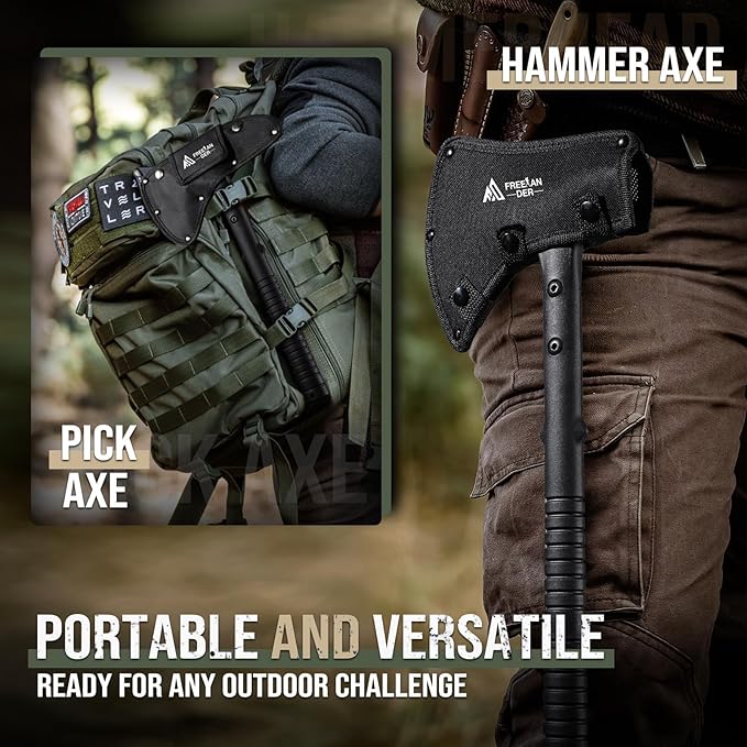 Freelander Tactical Axe 2 Pack, Sharp Tomahawk with Sheath, Portable Tomahawk with Clip and Bottle