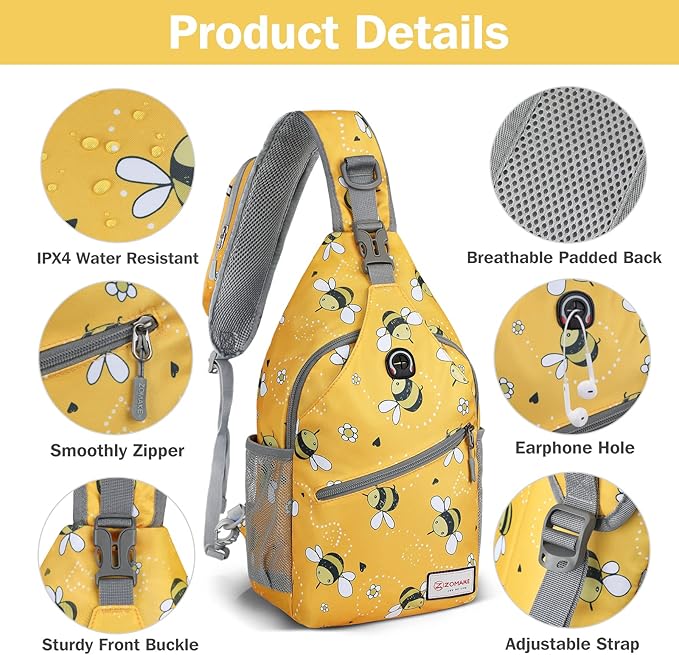 ZOMAKE Sling Bag,Small Crossbody Sling Backpack,Water Resistant Shoulder Daypack for Travel,Anti