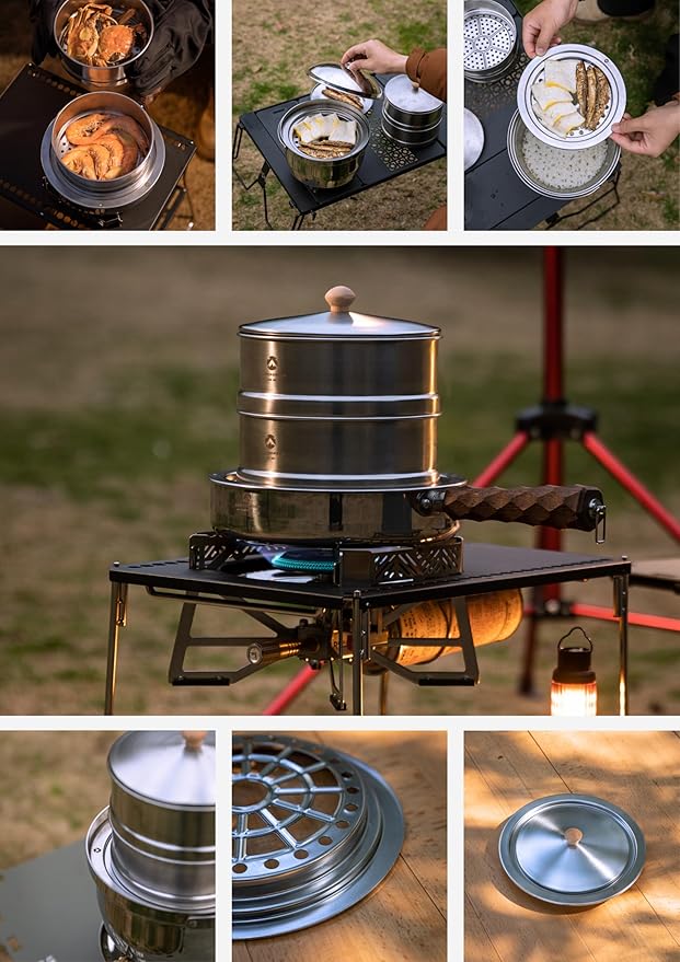 CAMPINGMOON Φ6.1'' Stainless Steel Double-layer Steamer for Diameter 5.9" to 7.7" cookers S363-2S