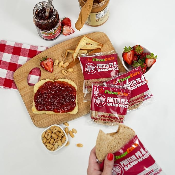 Clean Eatz PB&J Sandwich, High-Protein Grape – 16 Singles, Whole Grain & Low Sugar