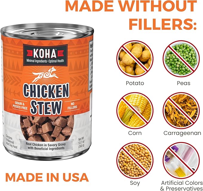 KOHA Minimal Ingredient Chicken Stew for Dogs, High Protein Limited Ingredient Dog Food, 12.7oz