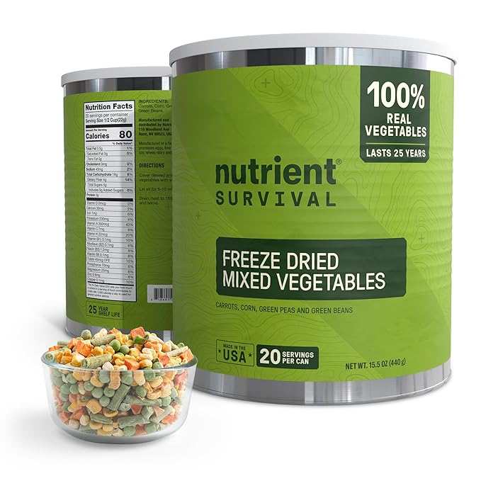 Freeze-Dried Mixed Vegetables - #10 Can | 25-Year Shelf Life | Emergency Food | Premium Non-GMO