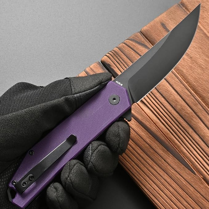 FF18 Folding Pocket Knife,AUS-8 Steel Blade G10 Handle EDC Tool Knife for Outdoor