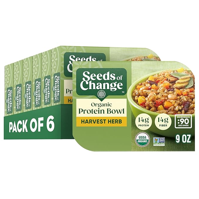 SEEDS OF CHANGE Organic Protein Bowl Harvest Herb, Prepared Entrée, Microwave in 90 Seconds, 9 oz