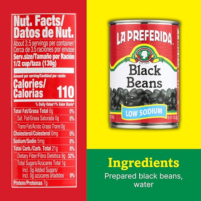 La Preferida Black Beans, Low Sodium, 15 oz (Pack of 1)